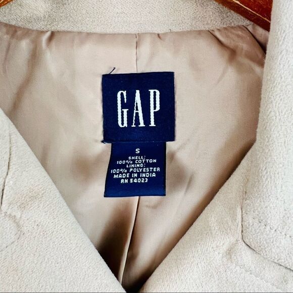 Y2K Gap Classic Tan Academia Blazer Double Breast Notch Collar Lined Jacket - Picture 13 of 14